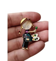 Ressam Temalı Premium Kutu Hediyelik Set - Sanatçı Broş ve Anahtarlık