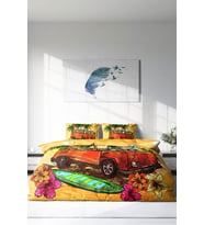 Çift Kişilik ( Lastikli Çarşaflı ) %100 Pamuk Saten Nevresim Takımı Caravan