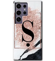 Galaxy S24 Ultra Kılıf HD Desen Baskılı Kılıf - Pembe Mermer Desenli Ş Harfi