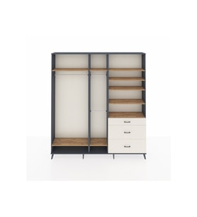 Arges Dolap 9 Raflı 3 Çekmeceli 3 Askılı 220x30x243 Antrasit-Çam/Aytaşı