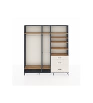Arges Dolap 9 Raflı 3 Çekmeceli 3 Askılı 220x30x243 Antrasit-Çam/Aytaşı