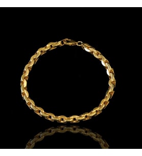 Gold Kaplama Küp Zincir Gümüş Erkek Bileklik