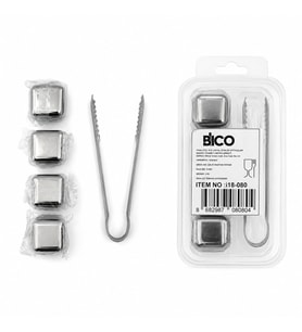 5PCS = 4 Küp - Maşa Küp Şekli Metal Buzluk