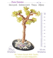 Zebercet (Peridot) Taşı Ağaç - Akik Plakalı obje (Çok Renkli)