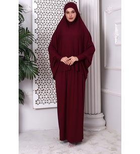 İki Parça Pratik Namaz Elbisesi 8016 Bordo