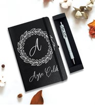 Kişiye Özel Defter & Kalem Hediye Seti (Siyah)