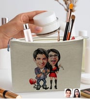 BK Gift Kişiye Özel Sevgililer Karikatürlü Keten Makyaj Çantası, Sevgiliye Hediye, Arkadaşa Hediye, Sevgililer Günü Hediyesi, Doğum Günü Hediyesi-4
