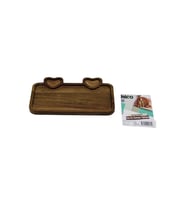 AKASYA DİKDÖRTGEN   3 BÖLMELİ=2İN1 KALP BÖLME+1  AHŞAP SERVİS SUNUM TEPSİ - TAHTASI  25 X 14 X 1.4CM (5343)