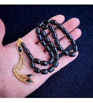 Kişiye Özel 9x12 mm Siyah Ateşi Kehribar Tesbih  Taraftar Tesbih