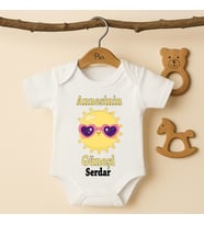 Pia Baby B36 %100 Pamuk Annesinin Güneşi Yazılı İsme Özel Tasarlanabilir Bebek Body (Ekru)
