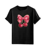 Kiraz  Görselli  Unisex (Cherry Tshirt) Tişört (Siyah)