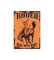 Rodeo Kovboy Temalı Retro Ahşap Tablo - Western Wild West Tasarımı