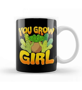 You Grow Girl Gardening Planting Succulents Pun Kupa Bardak Porselen