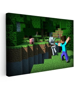 Kanvas Tablo İskelet Avı Minecraft Tablosu Ev Ofis Salon Duvar Dekoru