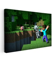 Kanvas Tablo İskelet Avı Minecraft Tablosu Ev Ofis Salon Duvar Dekoru