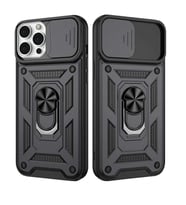 Apple iPhone 12 Pro Max Uyumlu Kızaklı Kamera Korumalı Tank Kılıf (Siyah)