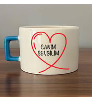 Canım Sevgilim Baskılı Mavi Kulplu C Fincan