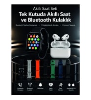 Mey İthalat® 7 Kordonlu Akıllı Saat ve Bluetooth Kulaklık Seti Nabız Takibi, Bildirimler ve Spor Mod