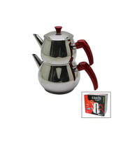 AİLE BÜYÜK BOY KÜRE ÇELİK ÇAYDANLIK SETİ ÜST: 1.2LT - ALT: 2LT GO-53-vice 01775