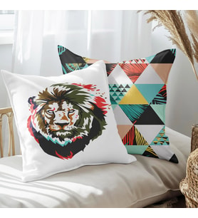 eJOYA Aslan Tasarımlı 2'li Yastık İçi Ve Kırlent Kılıfı 45cm 113528