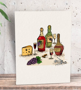 BK Gift Şarap Tasarımlı Dekoratif Mini Kanvas Tablo 15x20cm-8