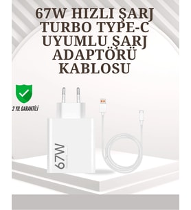 Type-C Uyumlu 67W Turbo Hızlı Şarj Aleti Akıllı Koruma Sistemli