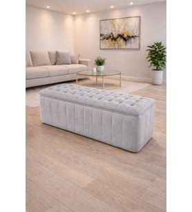 Kapitone dilimli puf bench, modern dekor için lüks görünüm