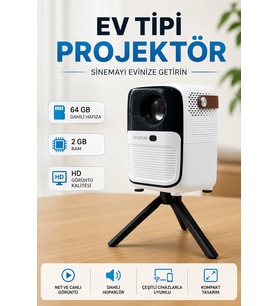 Projector Ev Tipi 64 Gb 2 Gb Rem Hafıza Hd Görüntü Kumandalı
