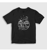 Presmono Unisex Çocuk Siyah Night Camper Kamp T-Shirt 372319tt