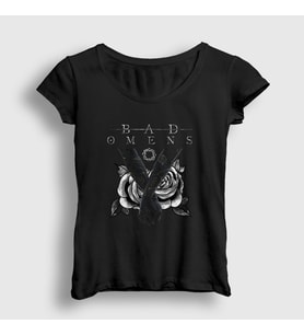 Presmono Kadın Siyah Finding God Rock Müzik Bad Omens T-Shirt 490012tt