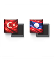 Buzdolap Magnetleri - Laos Bayrağı ve Türk Bayrağı - 2'li Set Magneti