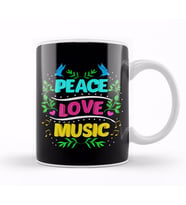 Cute Peace Love Music Hippie Hipster Festival Kupa Bardak Porselen