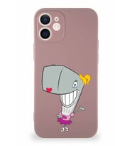 Apple iPhone 12 Soft Premier Kapak Pearl Yengeç Tasarımlı Silikon Kılıf - Pudra (Şeffaf)