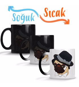 Pug Köpek 04 Sihirli Kupa Bardak Porselen