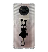Xiaomi Poco X3 Pro Köşe Korumalı Antişok Kapak Çizgi Kedi Tasarımlı Şeffaf Silikon Kılıf