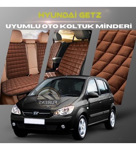 Hyundai Getz Kahverengi Renk Tay Tüyü Cepli & Terletmez Sırtlı Oto Koltuk Minder Seti - Koltuk Koruma Kılıfı (ÖN & ARKA TAM SET)