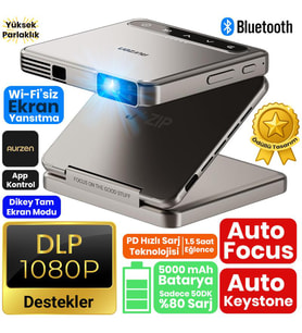 Vankyo Aurzen ZIP Katlanabilir DLP 1080P Destekli Bataryalı Projeksiyon Cihazı +Auto Focus+Auto Keystone+Type-C Hızlı Şarj+6G WiFi+6.1 Bluetooth Gold - PS5/PS4/XBOX