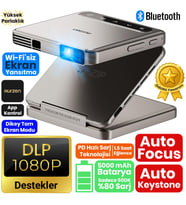 Vankyo Aurzen ZIP Katlanabilir DLP 1080P Destekli Bataryalı Projeksiyon Cihazı +Auto Focus+Auto Keystone+Type-C Hızlı Şarj+6G WiFi+6.1 Bluetooth Gold - PS5/PS4/XBOX
