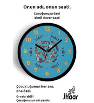 İsme Özel Su Samuru Çocuk Odası Duvar Saati Orta Boy 30 cm Siyah Camlı Sessiz