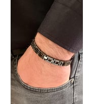 Seramik ve 1. Sınıf Çelik Mixli Siyah Erkek Bileklik 21 cm