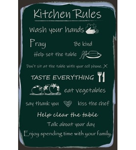 Retro Vintage 5 mm Ahşap Üzerine Kitchen Rules Temalı Poster Tablo 20X30 cm (Çok Renkli)