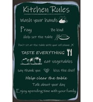 Retro Vintage 5 mm Ahşap Üzerine Kitchen Rules Temalı Poster Tablo 20X30 cm (Çok Renkli)
