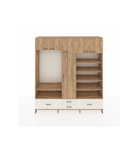 Hyperion Dolap 18 Raflı 4 Çekmeceli Tek Askılı 220x44x243 Çam-Çam/Aytaşı