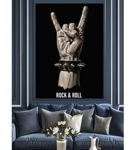 Rock Metal El İşareti Dekoratif Kanvas - Mdf Ahşap Tablo