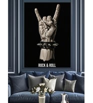 Rock Metal El İşareti Dekoratif Kanvas - Mdf Ahşap Tablo