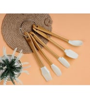 BAMBU SAPLI SLİKON UÇLU 5 PARÇA MİNİ SPATULA KAŞIK FIRÇA SETİ