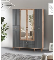 Tuğçe Membran 4 Kapılı Gardrop Elbise Dolabı 145x47x200cm (Gri)
