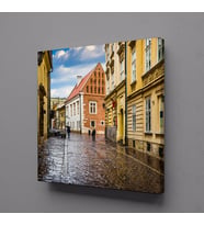 SARI EVLER KANVAS TABLO 100x100cm (Karışık)