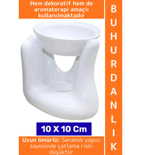 Dekoratif Hediye Aromaterapi Meditasyon Tütsülük Çok Şık Seramik El Tasarımlı Buhurdanlık 10 X 10 Cm