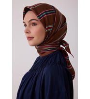 Belli Karma Desenli %100 Twill İpek Eşarp 4405D